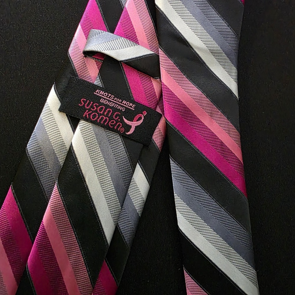 Susan G.‎ Komen "Knots For Hope" Men's Black/Pink Striped Tie